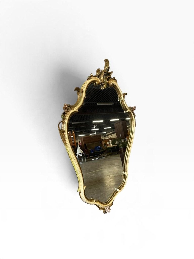 Vintage wit gouden barok spiegel / muurspiegel, Ophalen, Rechthoekig