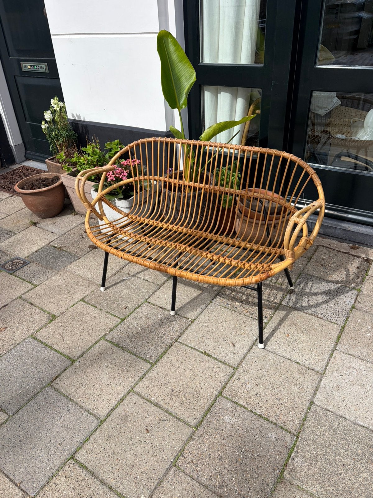 VIntage rotan bamboe bankje, Ophalen