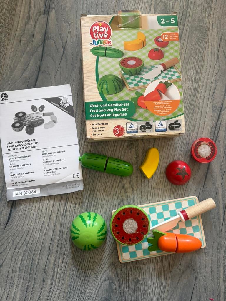 Houten speelset groente Playtive incl doos, Ophalen of Verzenden, Gebruikt, Hout, Speelkeuken-accessoire