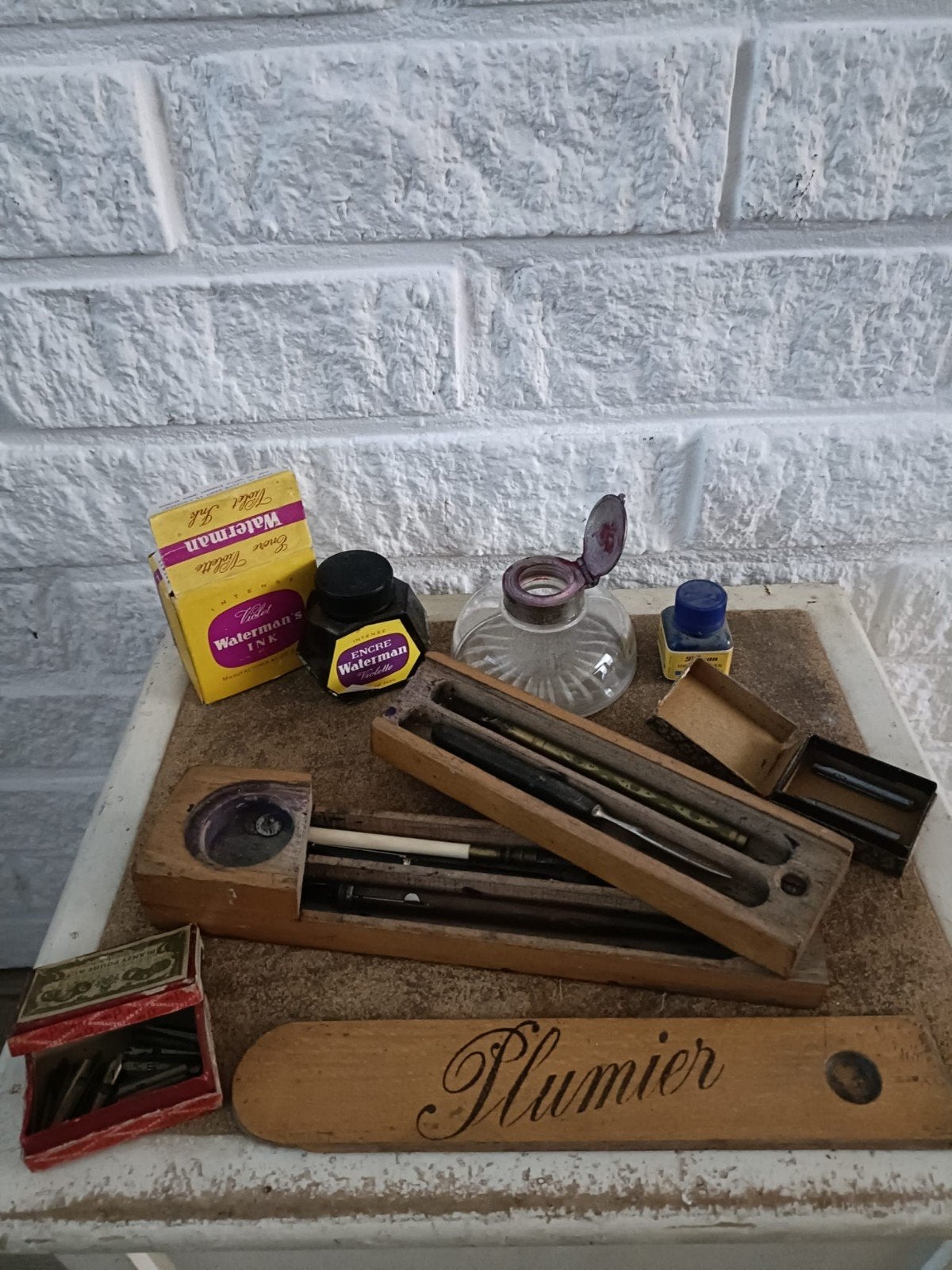 Antieke Schrijfset met Inkt & inktpotten en Pennen, Antiek en Kunst, Ophalen of Verzenden