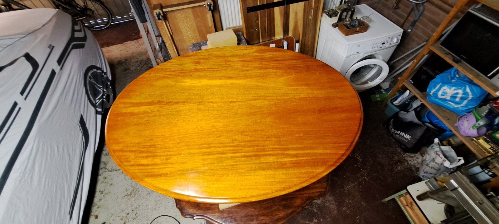 Antieke Victoriaanse ovale salontafel van mahoniehout, Ophalen