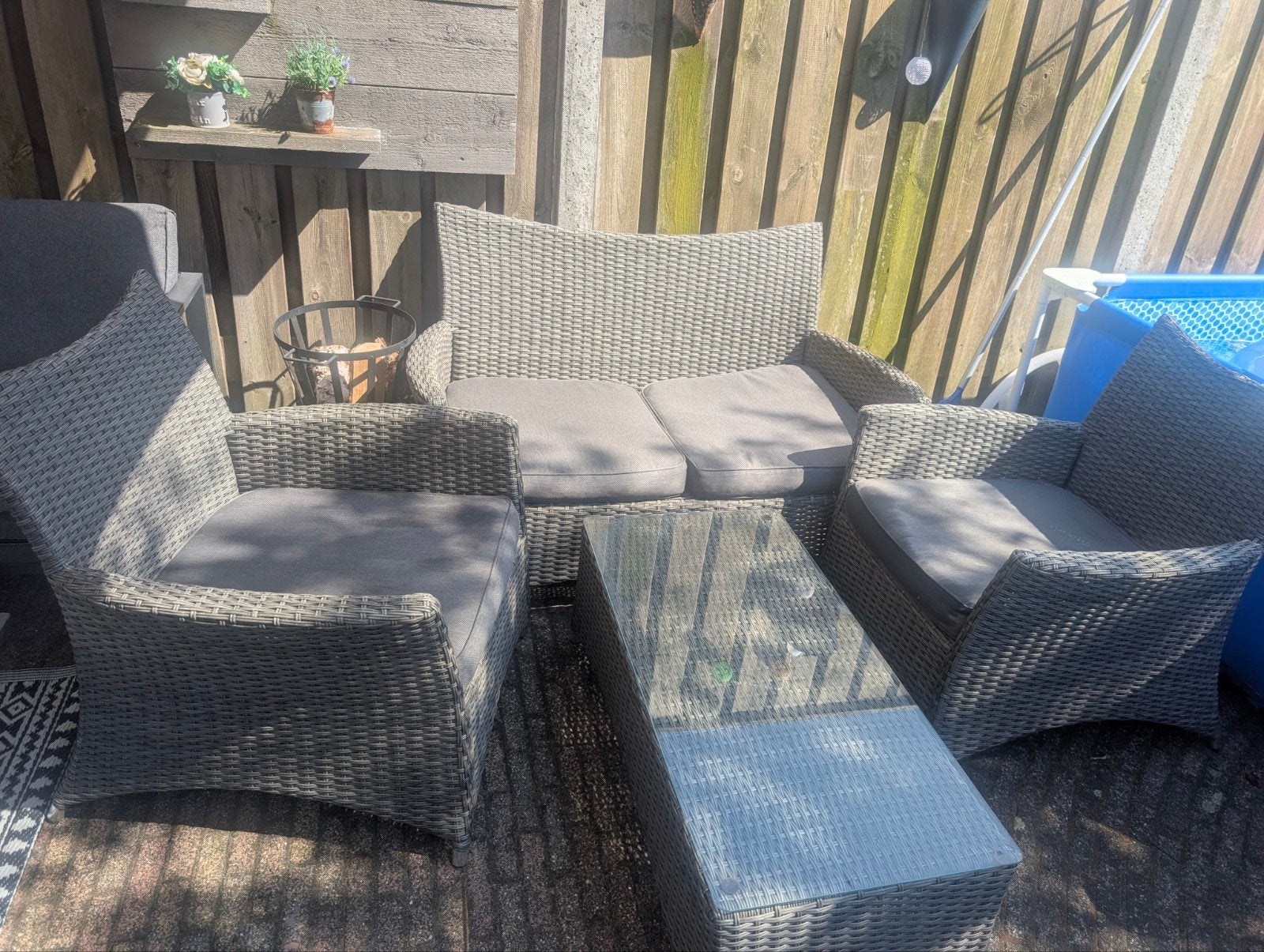 Bois le Duc loungeset met 2 stoelen en bank, Tuin en Terras, Tuinsets en Loungesets, Ophalen, 4 zitplaatsen, Gebruikt, Loungeset