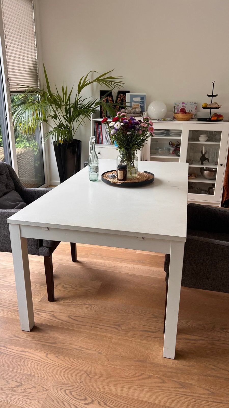 IKEA eettafel uitschuifbaar wit, Huis en Inrichting, Ophalen, Gebruikt, 50 tot 100 cm, 150 tot 200 cm