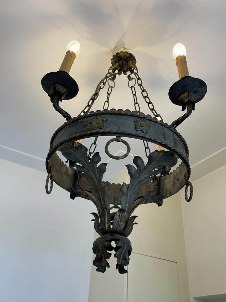 Antieke Kroonluchter Franse Empire Stijl - Metaal, Huis en Inrichting, Lampen | Kroonluchters, Ophalen, Gebruikt, Metaal, Franse empire stijl.