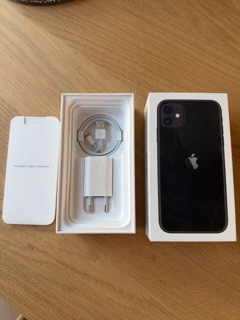 iPhone 11 128GB Zwart met screenprotector en cover, Telecommunicatie, Zwart, Zonder simlock, Zonder abonnement, 128 GB