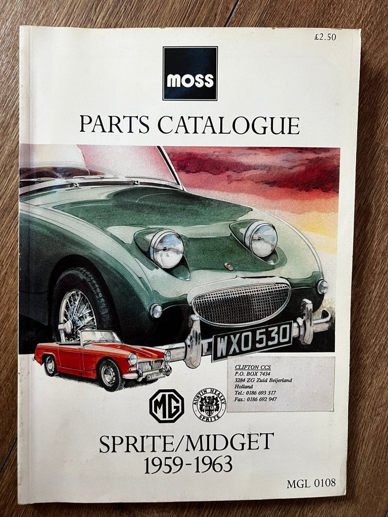 Moss Onderdelencatalogus Sprite/Midget 1959-1963, Auto diversen, Ophalen of Verzenden