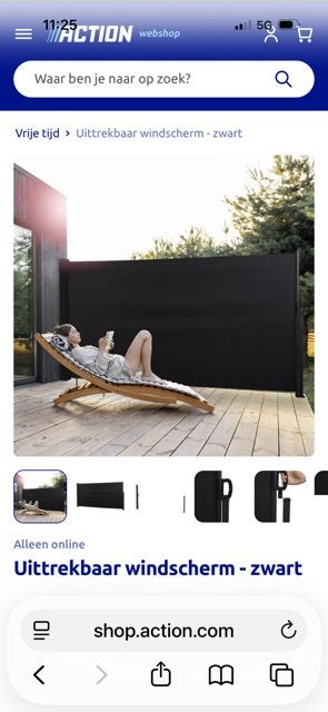 Uittrekbaar windscherm - zwart (300x160 cm), Ophalen, Kunststof, Nieuw, 200 cm of meer