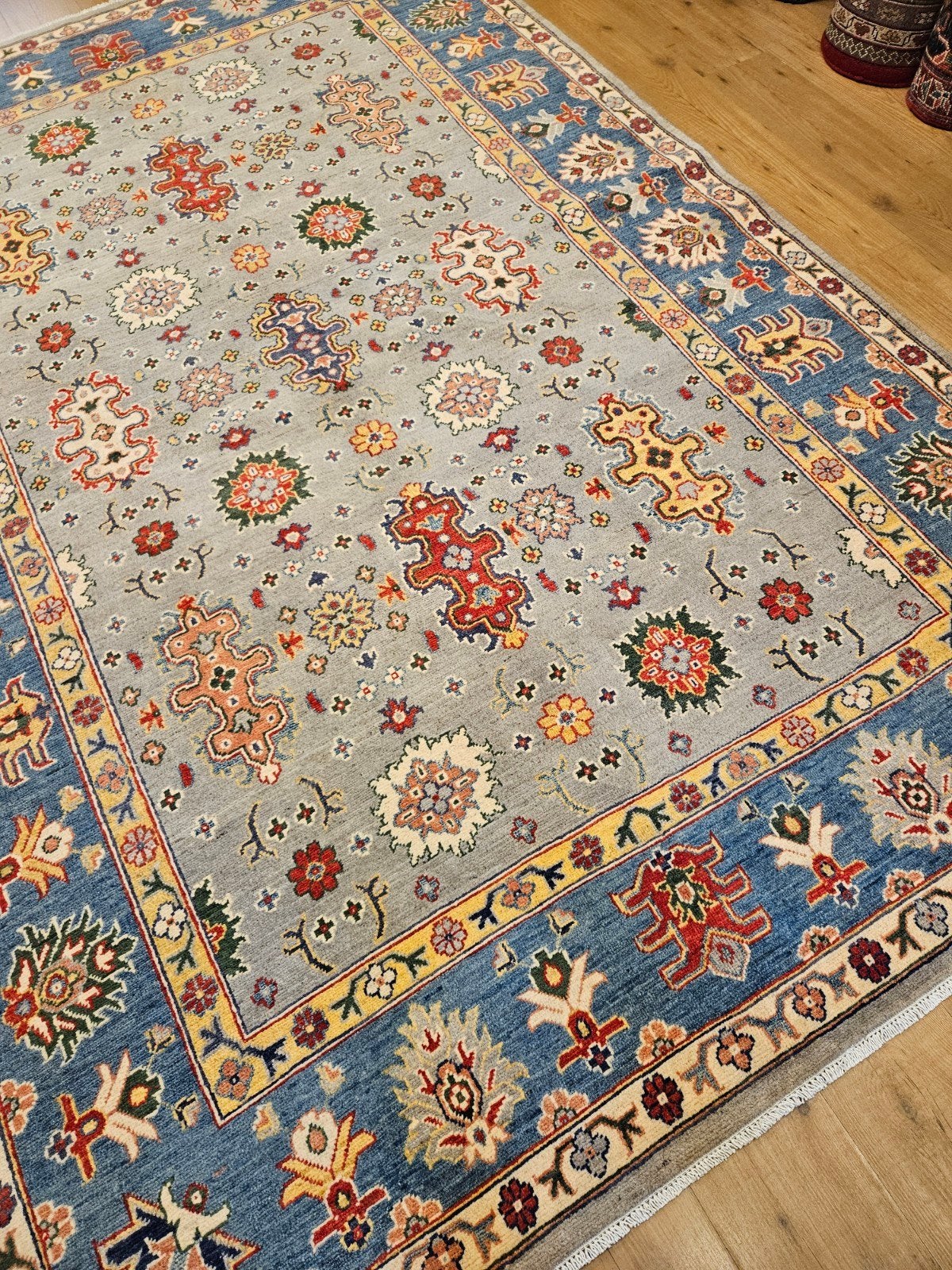 Handgeknoopt oosters tapijt kazak 297x200, Info@SlatsAntiek.nl, Crème, Perzisch, Vof Slats Antiek