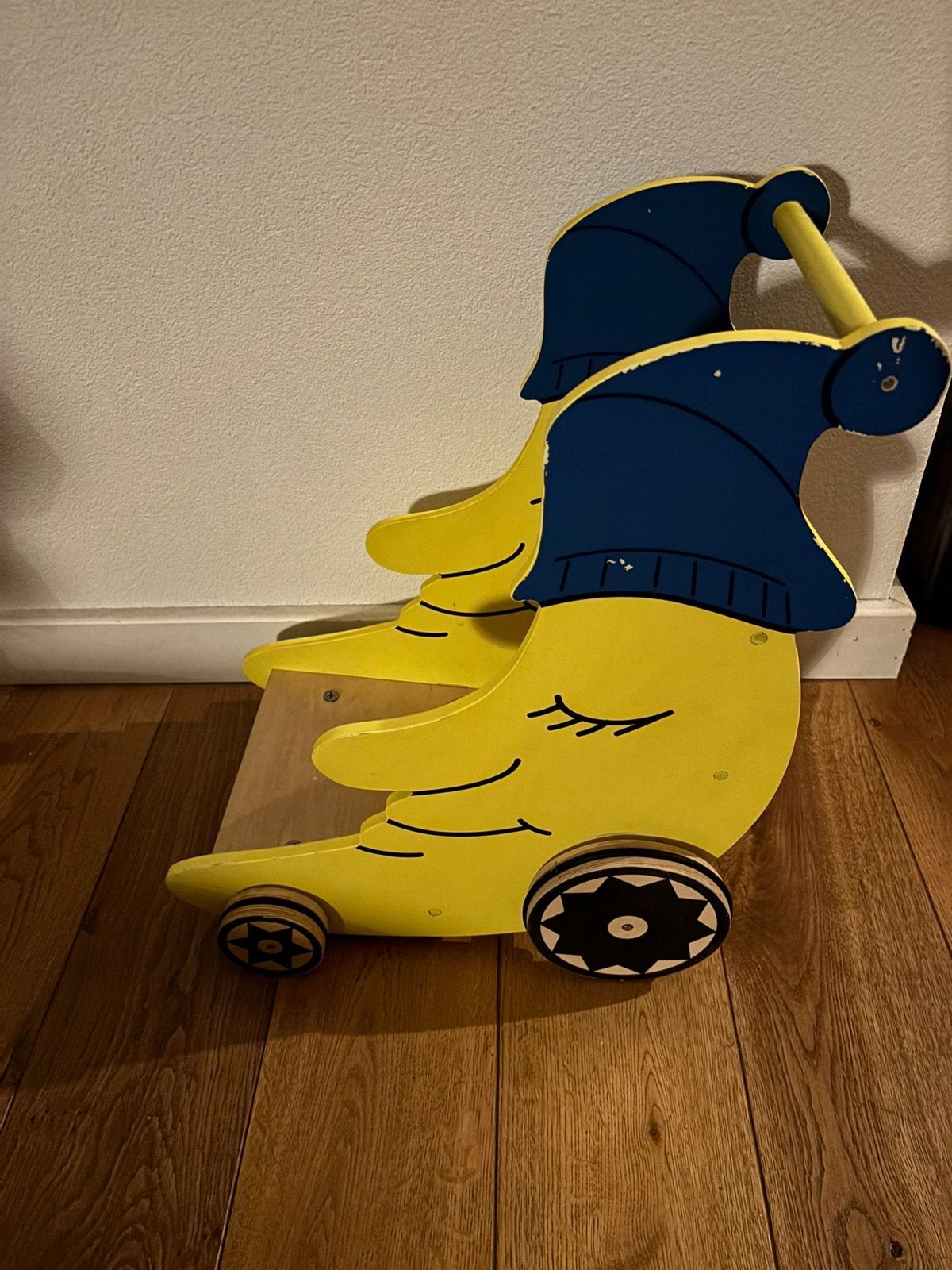 Houten loopwagen maan design, Ophalen, Gebruikt, Overige typen, Met wieltjes