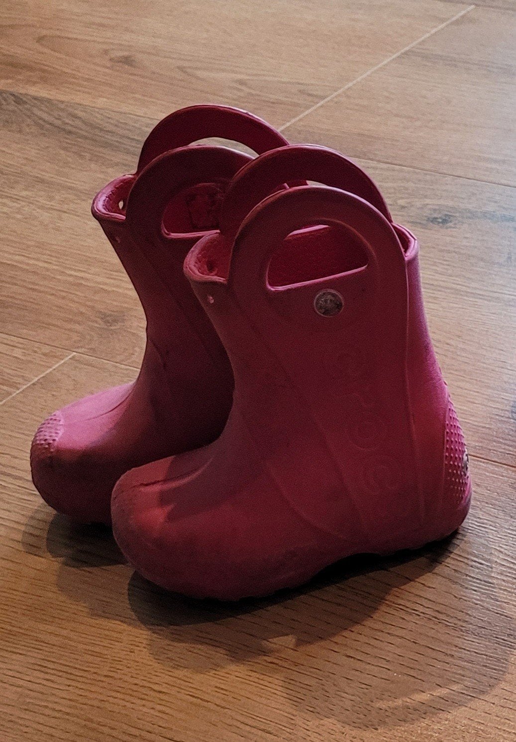 Roze Crocs kinder regenlaarsjes maat 22-23, Gebruikt, Crocs, Meisje, Ophalen of Verzenden