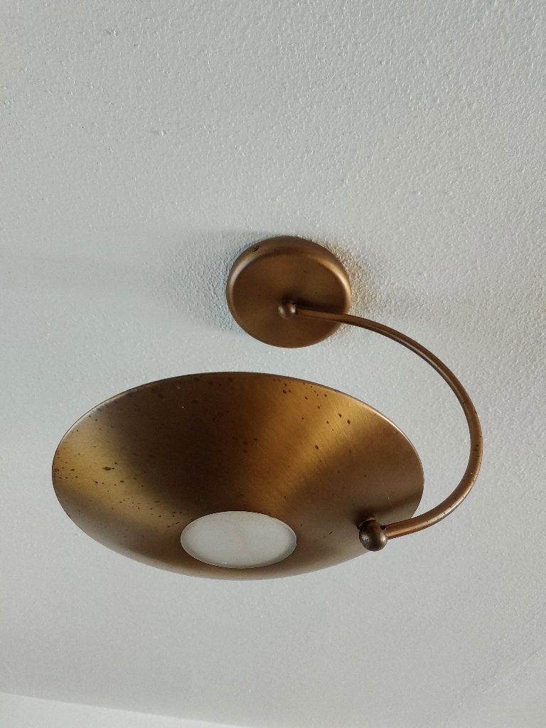 3 plafondlampen brons koper, Ophalen, Gebruikt, E27 (groot), Metaal