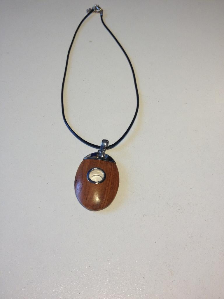 houten hanger met zilver en ketting (Indonesie), Verzenden, Nieuw, Zilver, Zilver