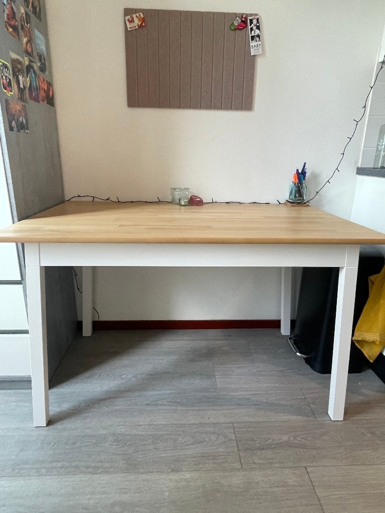 Eettafel Pinntorp, lichtbruin/wit, 125x75cm, Huis en Inrichting, Tafels | Eettafels, Ophalen, 100 tot 150 cm, 50 tot 100 cm, Zo goed als nieuw