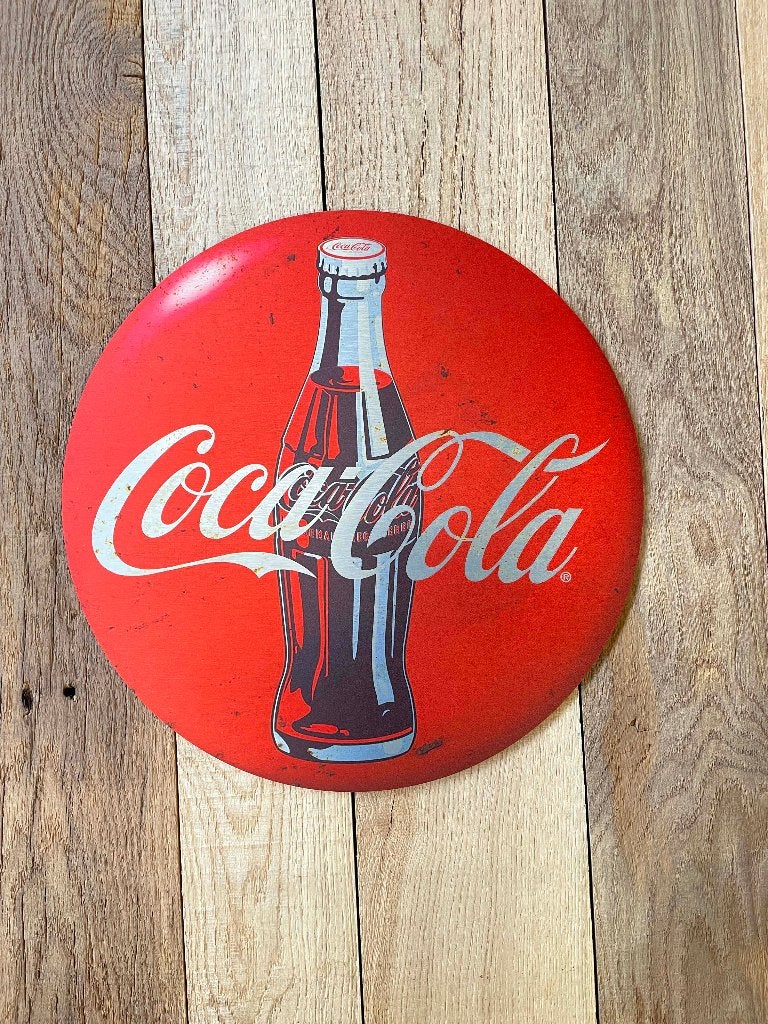 Reclamebord Coca Cola, aluminium, rvs look, afm 40x40 cm, Ophalen of Verzenden, Nieuw, Reclamebord