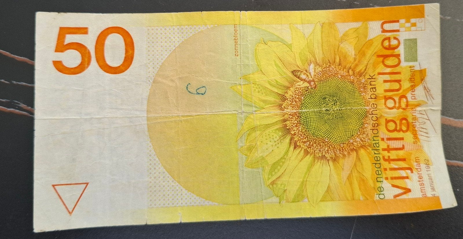 50 gulden biljet zonnebloem 1982, Postzegels en Munten, Bankbiljetten | Nederland, Ophalen of Verzenden, 50 gulden, Los biljet