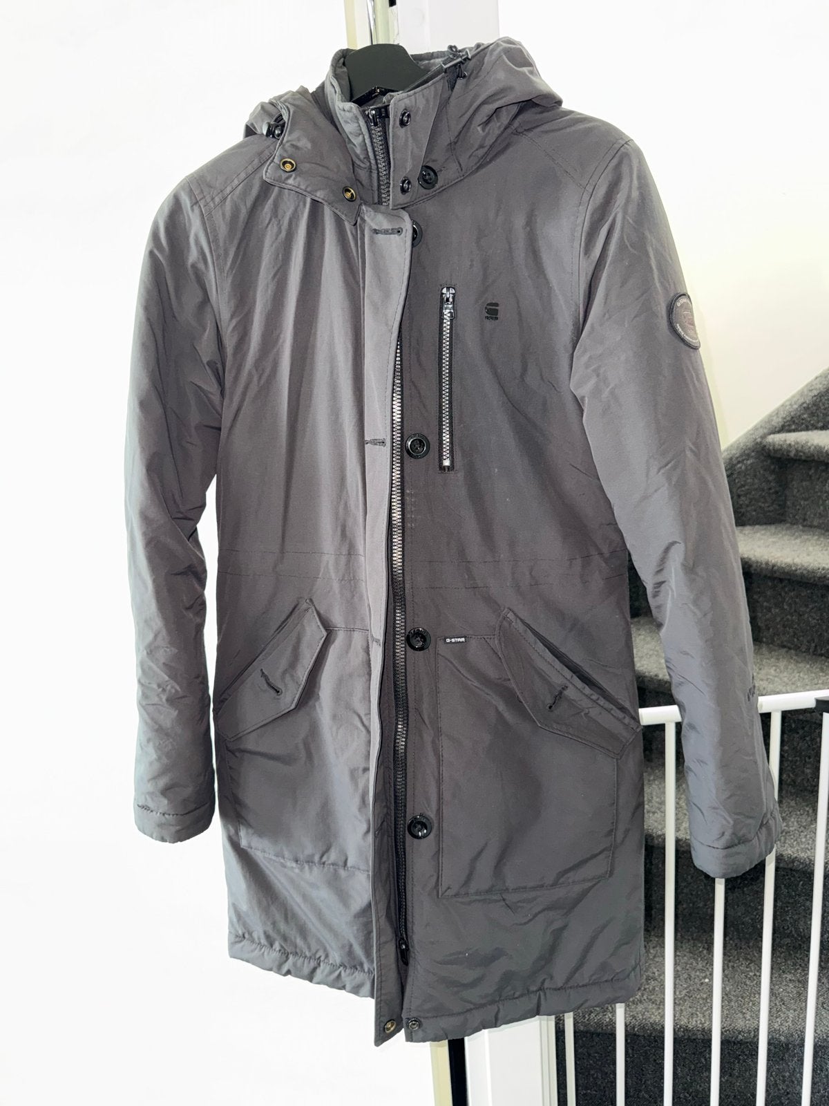 G-Star Dames Parka XS - Gedragen, goede staat - Donkergrijs, Verzenden, Gedragen, Maat 34 (XS) of kleiner, Grijs