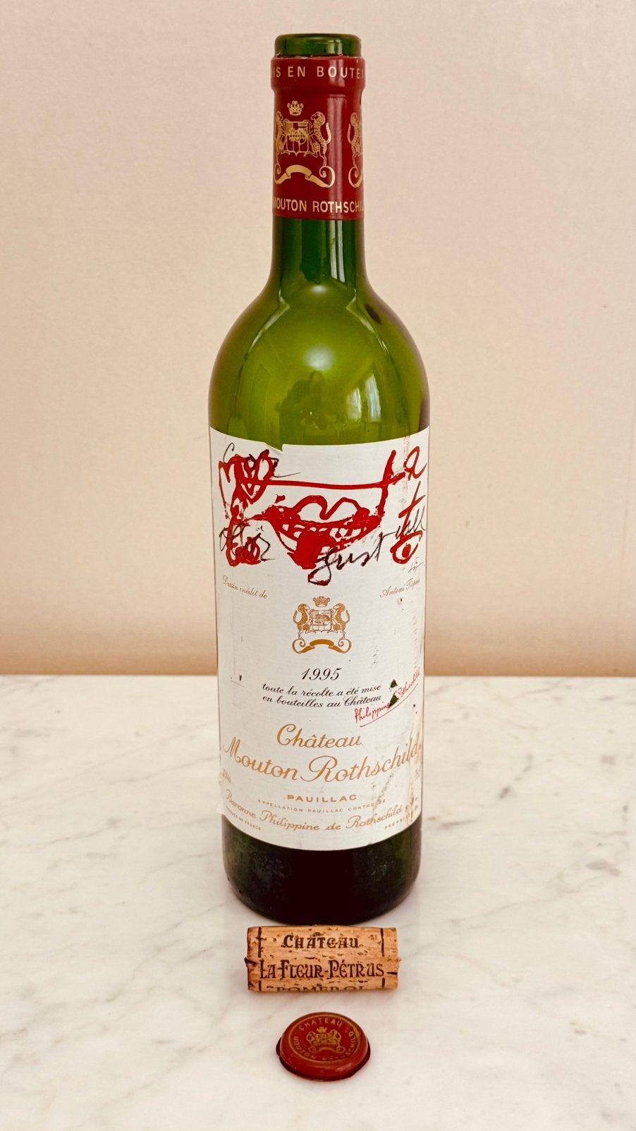 (Lege) fles Château Mouton Rothschild 1995, Ophalen, Gebruikt, Frankrijk, Rode wijn