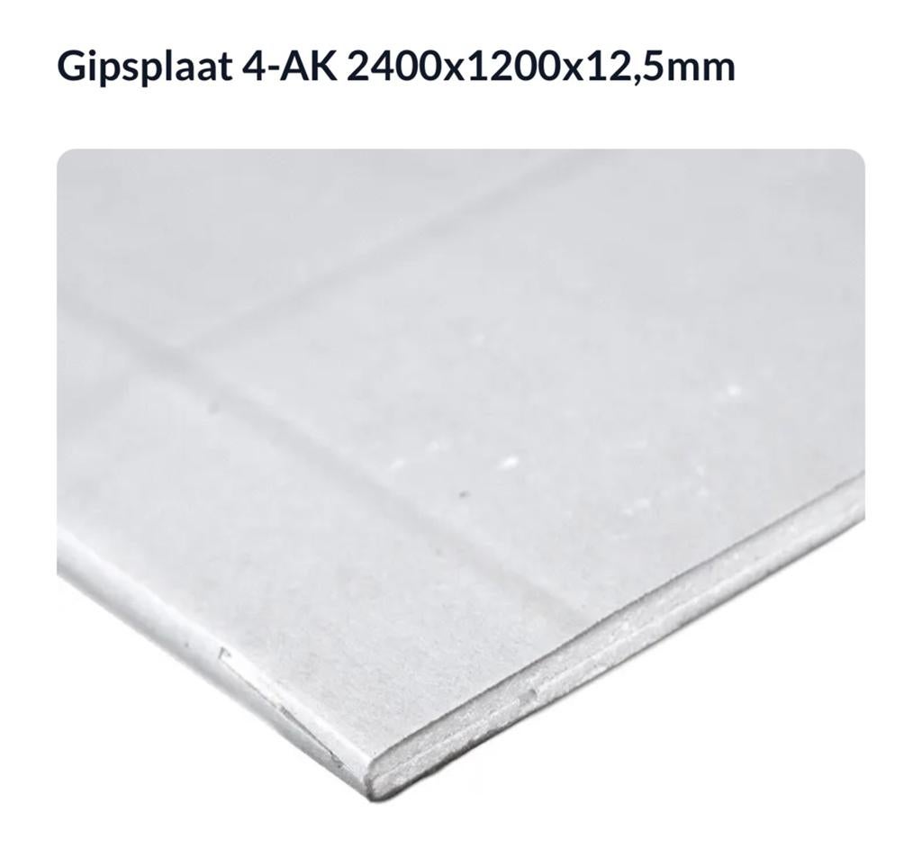 Te koop 4 nieuwe gipsplaten 2400x1200x12,5mm 4 AK, Doe-het-zelf en Verbouw, Platen en Panelen, Ophalen, Nieuw, Overige materialen