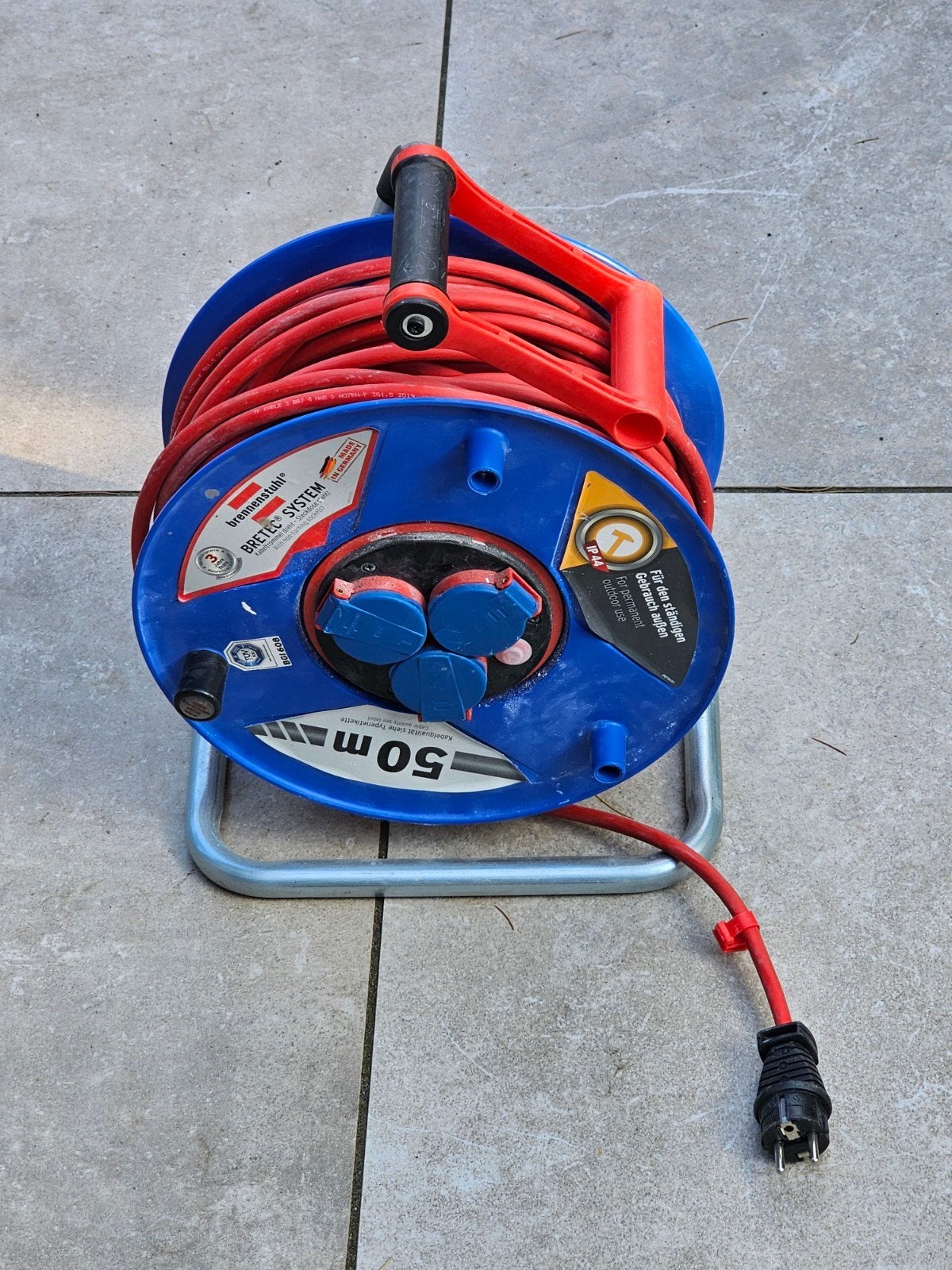 Brennenstuhl kabelhaspel 50m - rood/blauw, Ophalen, Gebruikt, Brennenstuhl, Kabelhaspel