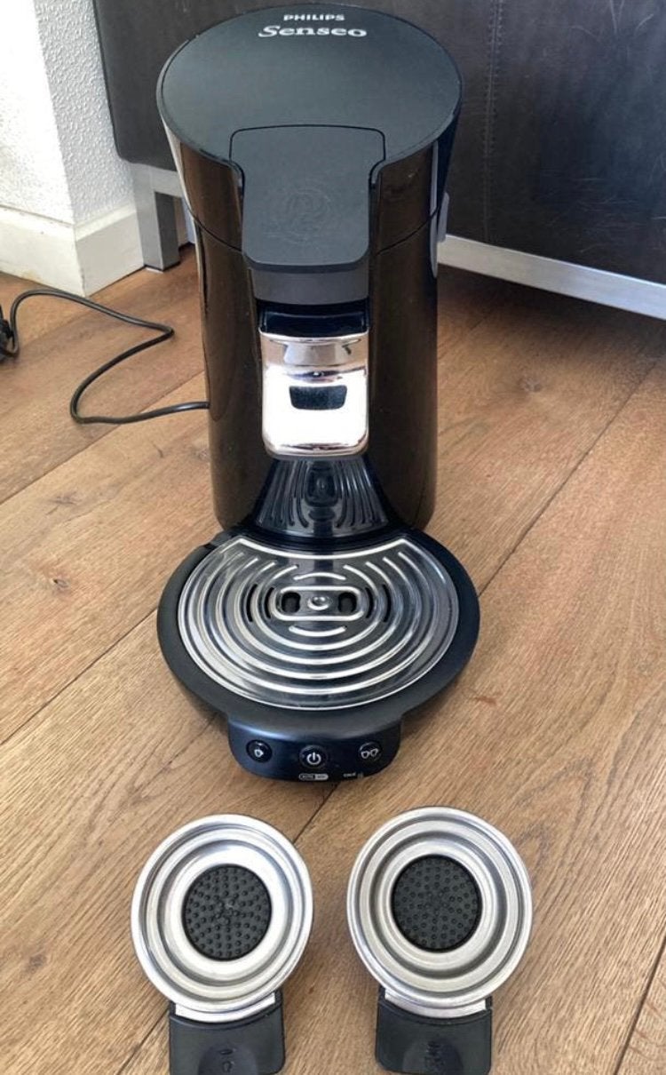 Philips Senseo zwart grijs 2 padhouders Douwe Egberts, Koffiemachine, Ophalen of Verzenden, Zo goed als nieuw, Koffiepads en cups