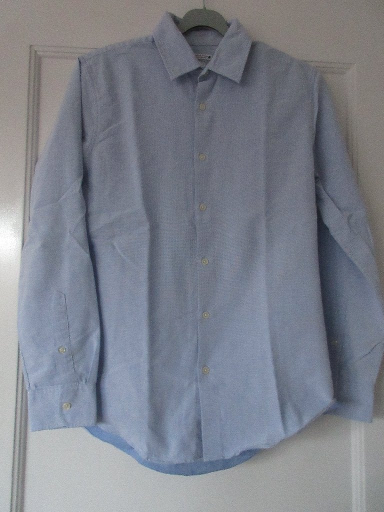 blouse, overhemd licht blauw Zara slim fit M, Blauw, Halswijdte 38 (S) of kleiner, Ophalen of Verzenden, Zo goed als nieuw