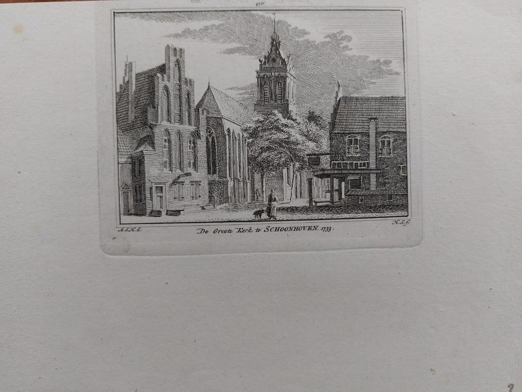 476 / De Groote kerk te Schoonhoven Gravure H. Spilman, Antiek en Kunst, Ophalen of Verzenden