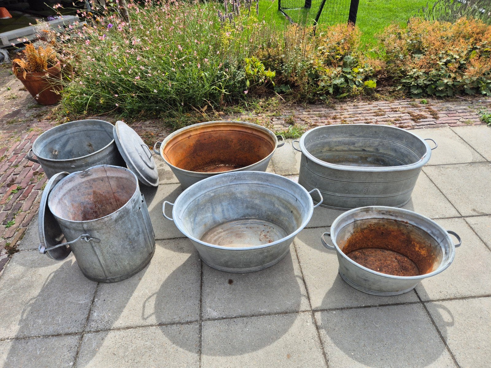 Zinken Kuipen wasteil badteil emmers - Vintage decoratie, Antiek en Kunst, Ophalen