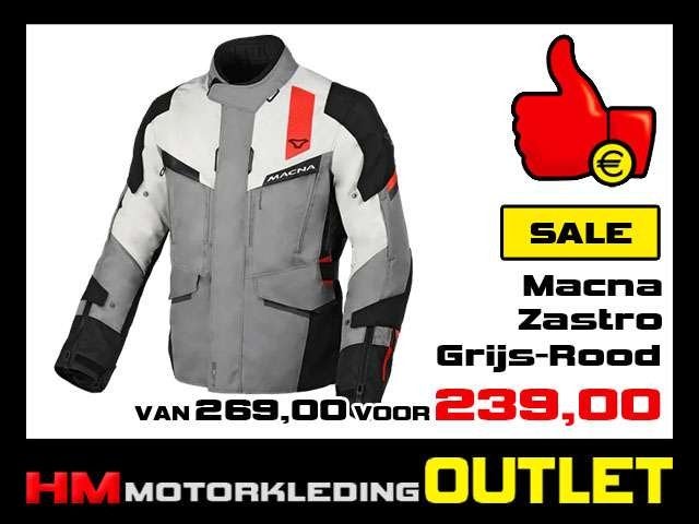Textiel motorjas Macna Zastro All-Season - Grijs-Rood, Motoren, Info@huybersmotoren.nl, Jas | textiel, HM - Sale, NL