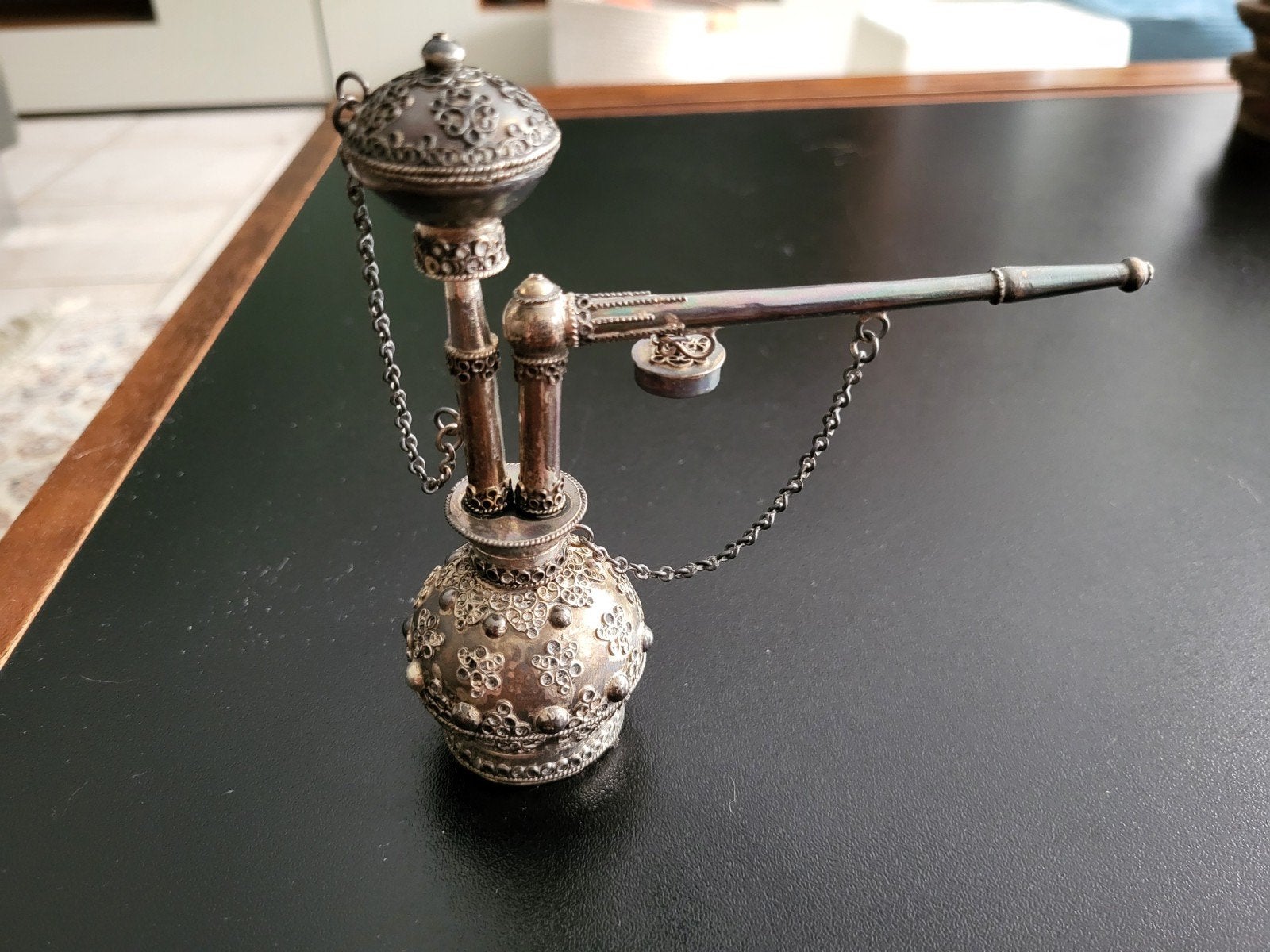 Antiek miniatuur waterpijp, Antiek en Kunst, Ophalen of Verzenden