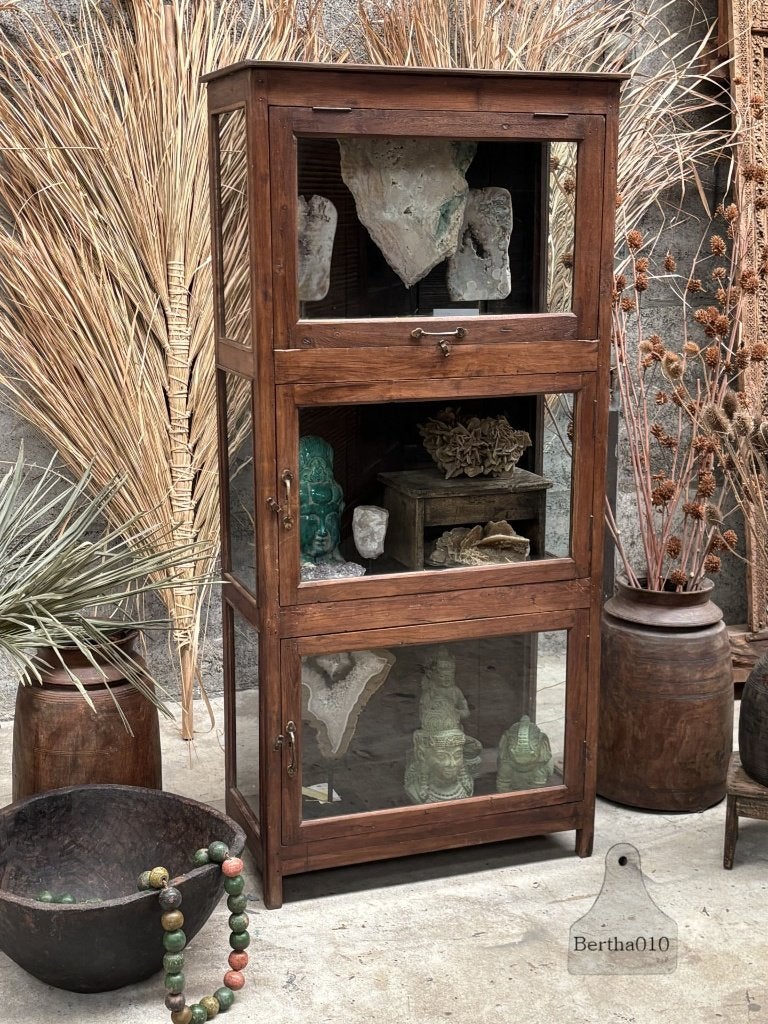 Originele antieke notariskast klepvitrine, Ophalen of Verzenden
