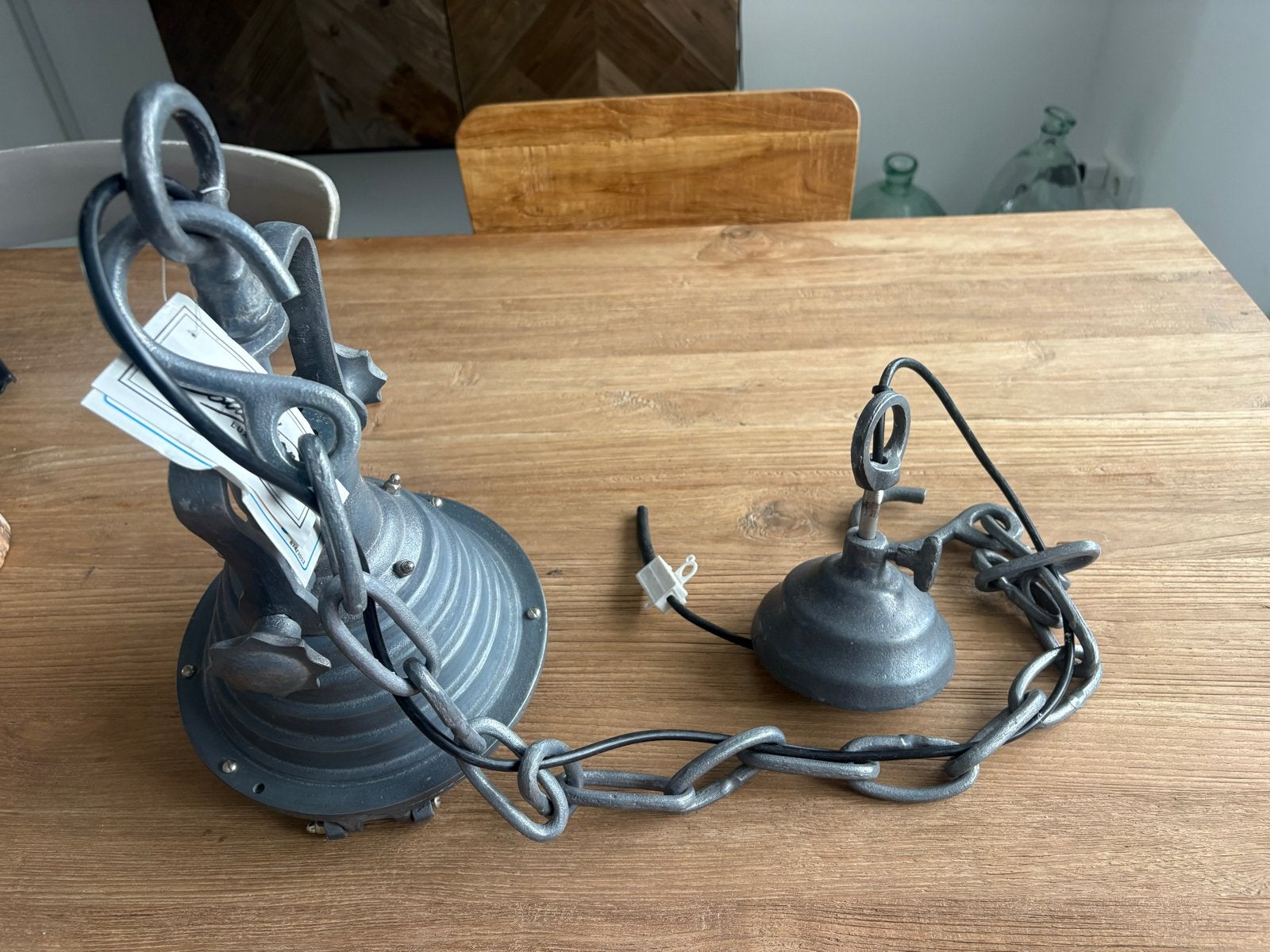 Industriele hanglamp - Gietijzer, Ophalen of Verzenden, Zo goed als nieuw, Metaal, E27 (groot)