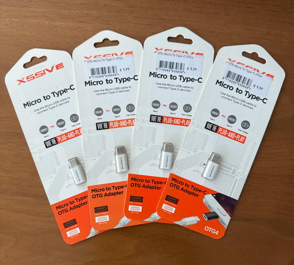 XSSIVE Micro USB naar Type-C OTG Adapter (4 stuks), Ophalen, Nieuw, Snoer of kabel