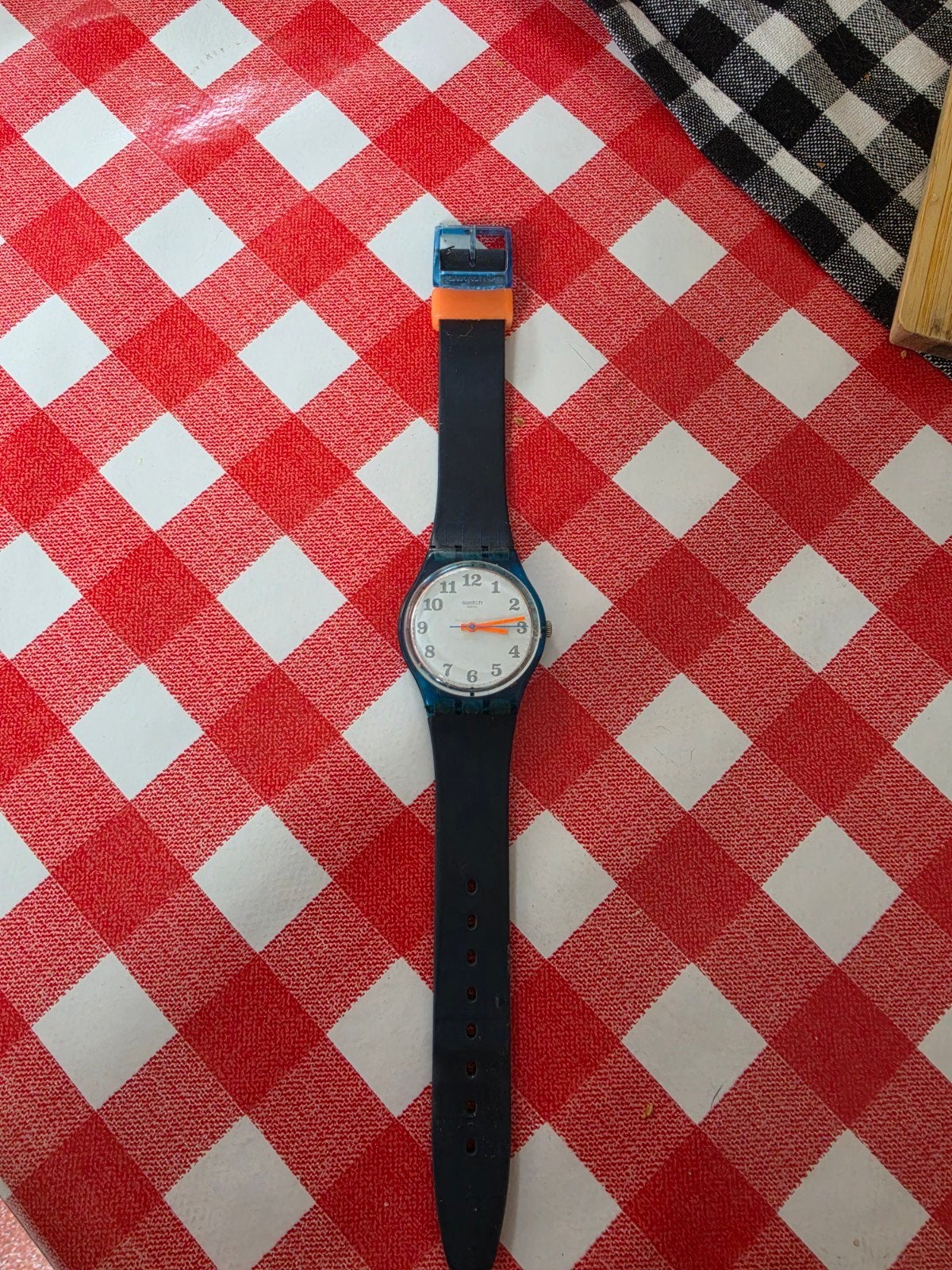 Swatch Polshorloge - Blauw met Oranje accenten, Ophalen, Kunststof, Kunststof, Swatch