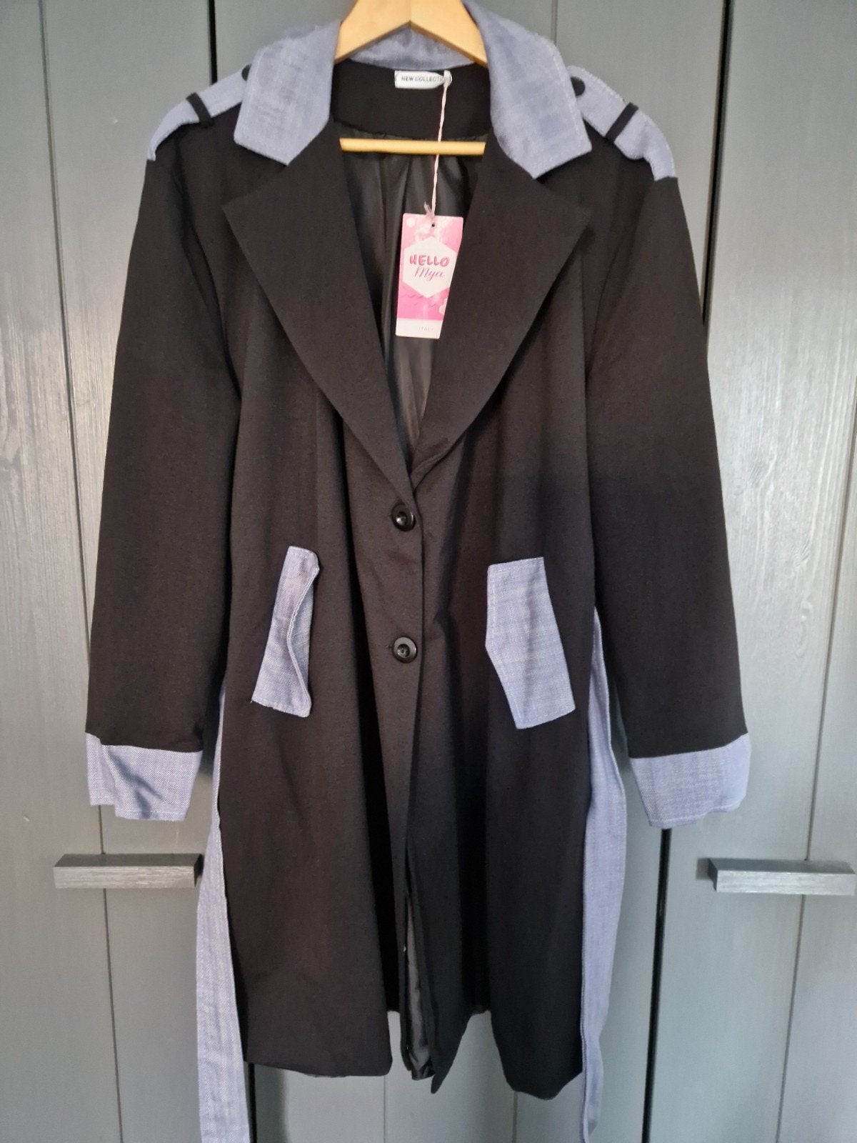 trench coat, Boetiek, Zwart, Maat 42/44 (L), Nieuw