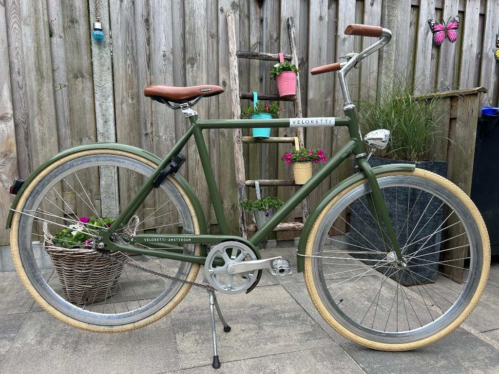 Veloretti Caferacer Olive 57cm incl aankoopbon, Fietsen en Brommers, Fietsen | Heren | Herenfietsen, Terugtraprem, Zo goed als nieuw
