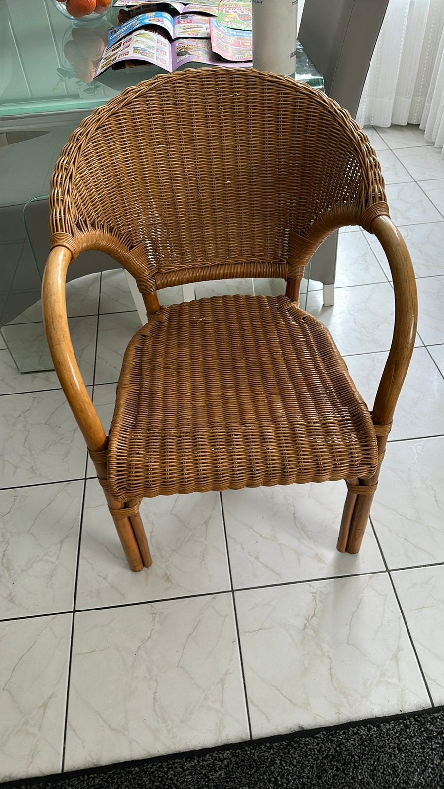 Fauteuil riet, Ophalen, Zo goed als nieuw, Bruin, Eén