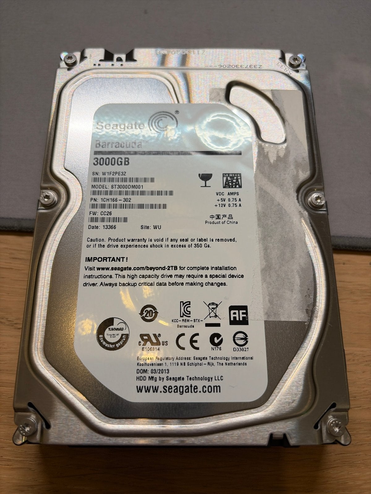 Seagate Barracuda 3TB HDD - Intern, SATA, Computers en Software, Harde schijven, Intern, Gebruikt, Verzenden, Desktop