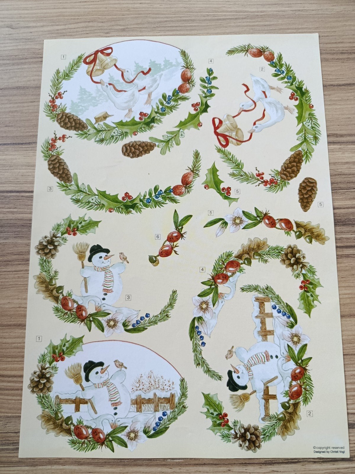 Kerst met zwanen, kerst met sneeuwpop, Knipvel,, Hobby en Vrije tijd, Kaarten | Zelf maken, Ophalen of Verzenden, Nieuw, Kerst