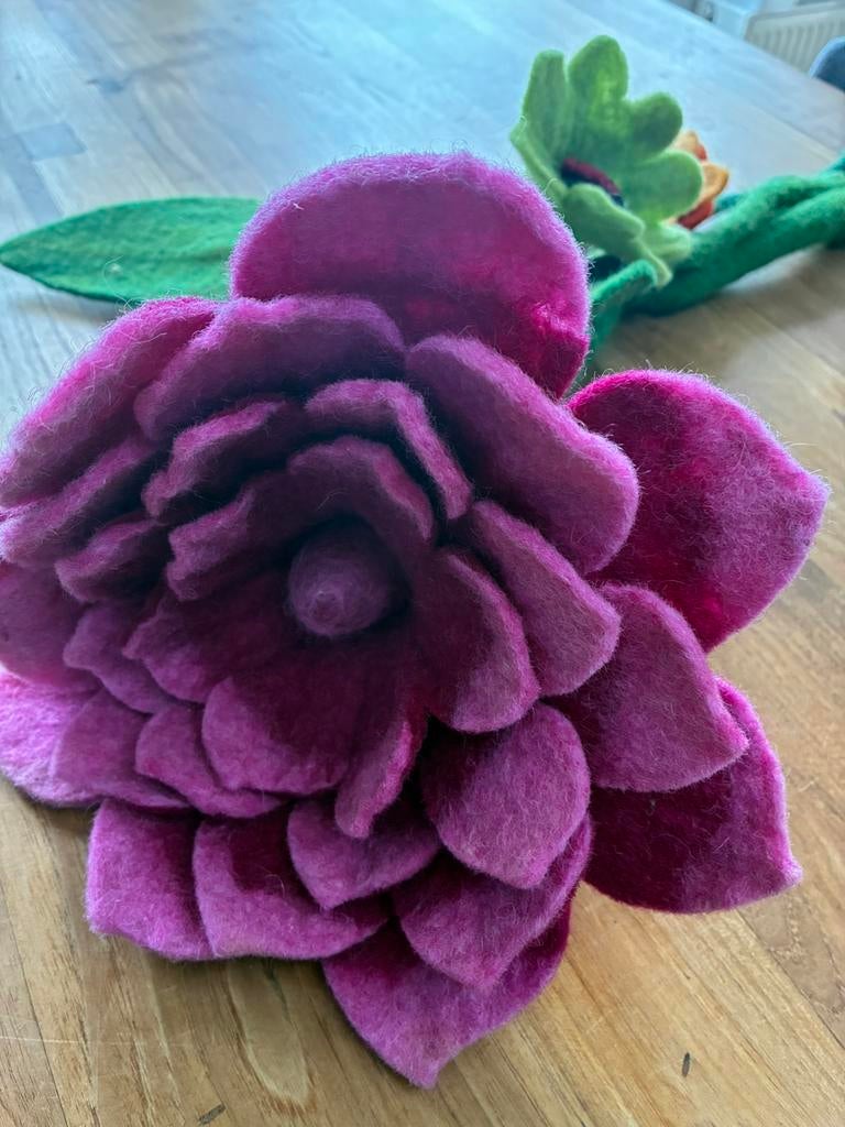 Vilten bloemen & op een blad rupsje nooitgenoeg, Ophalen, Zo goed als nieuw