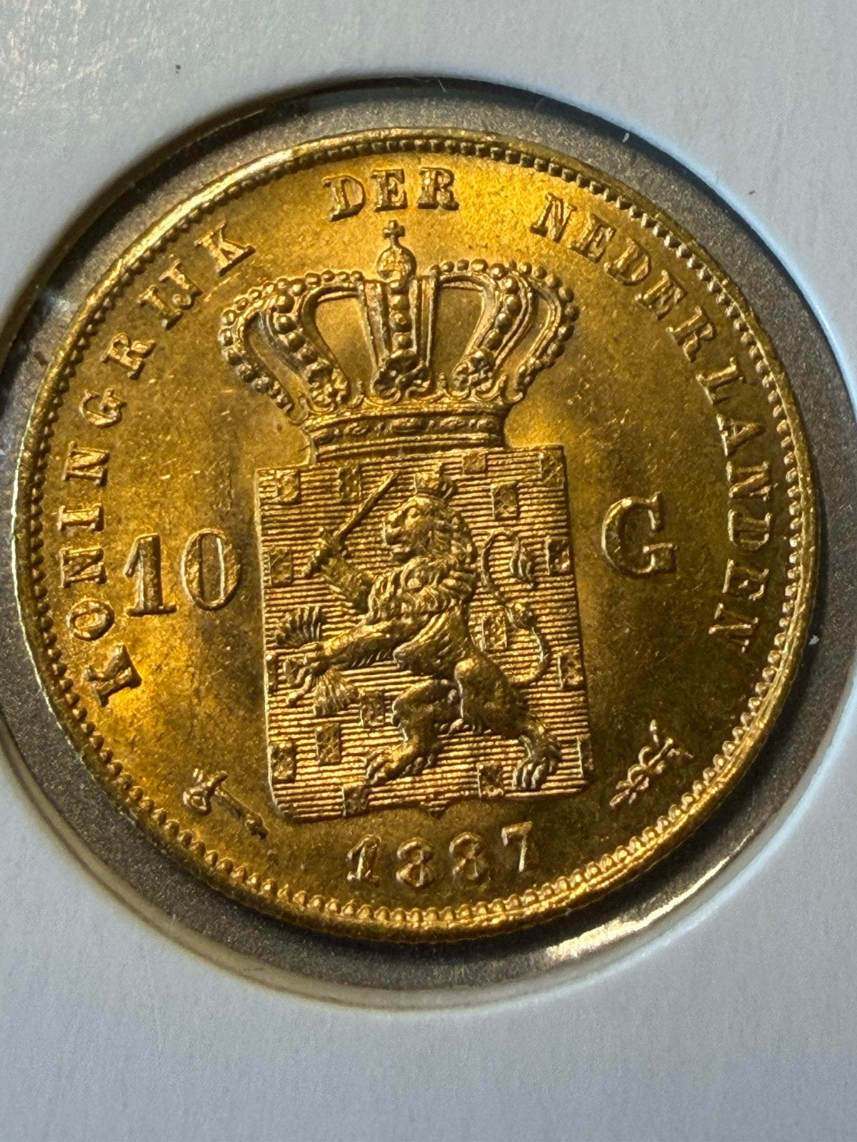 Gouden tientje 1887, Ophalen of Verzenden, Koning Willem III, 10 gulden, Goud