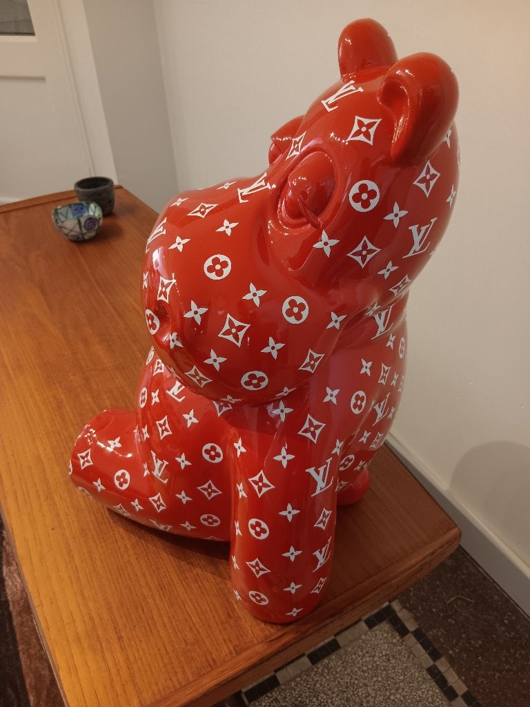 Groot Pop Art beeld rood/wit – hars – 48 cm, Kunststof, Ophalen of Verzenden, Zo goed als nieuw, Modern