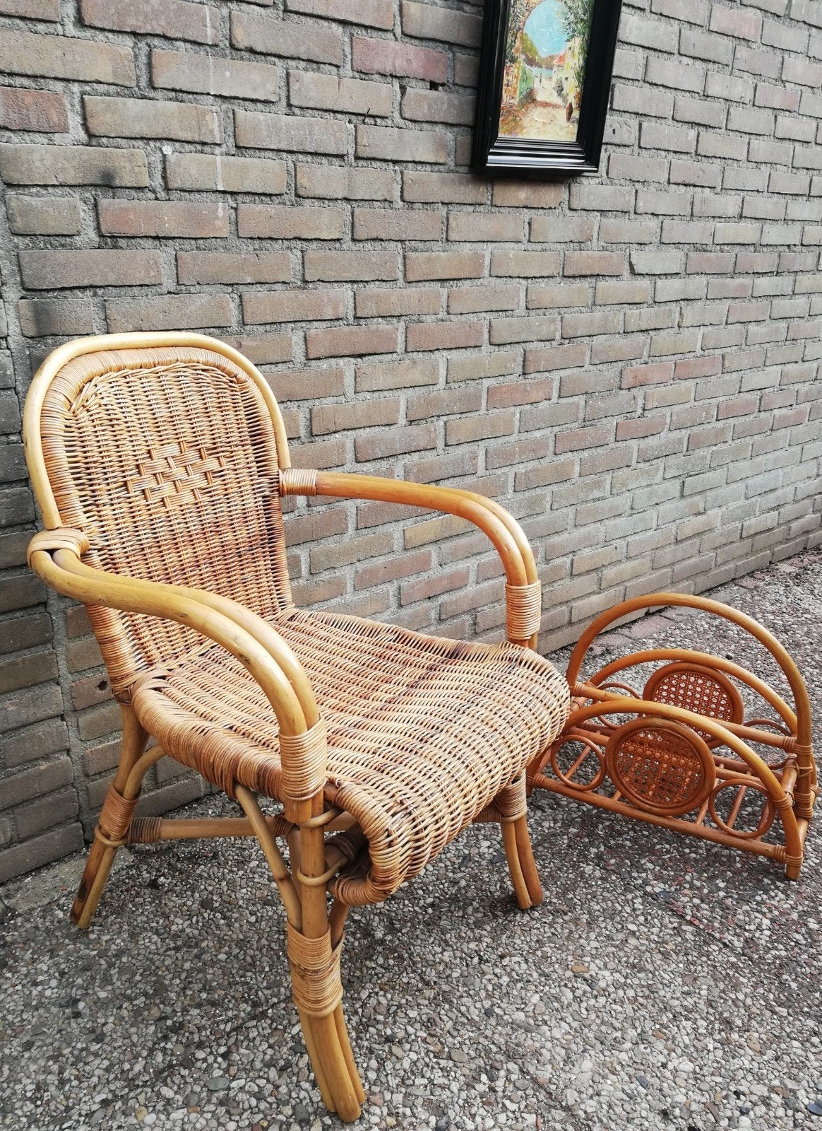 Stoel. Bamboe. Vintage. Zie tekst/foto's., Ophalen, Bruin, Zo goed als nieuw, Eén