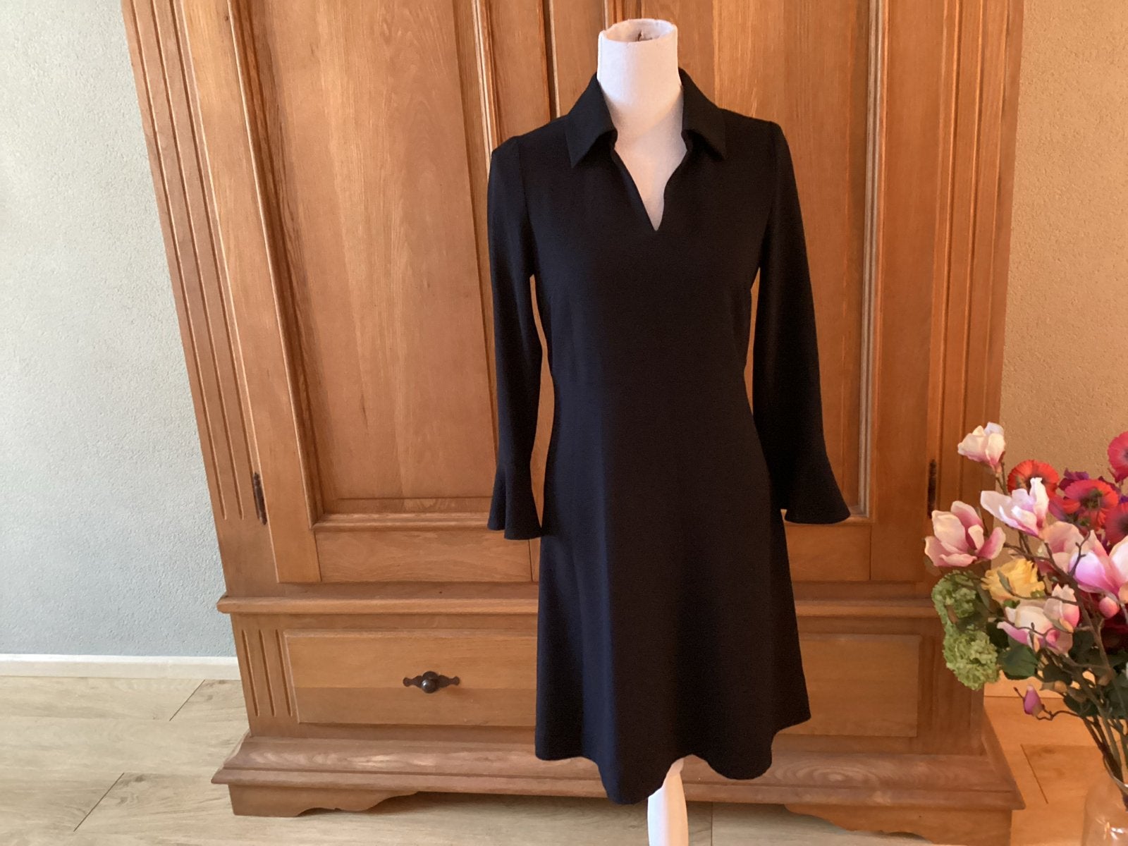 Caroline Biss Zwarte Jurk Maat 36 (S), Kleding | Dames, Jurken, Zwart, Ophalen of Verzenden, Zo goed als nieuw, Knielengte