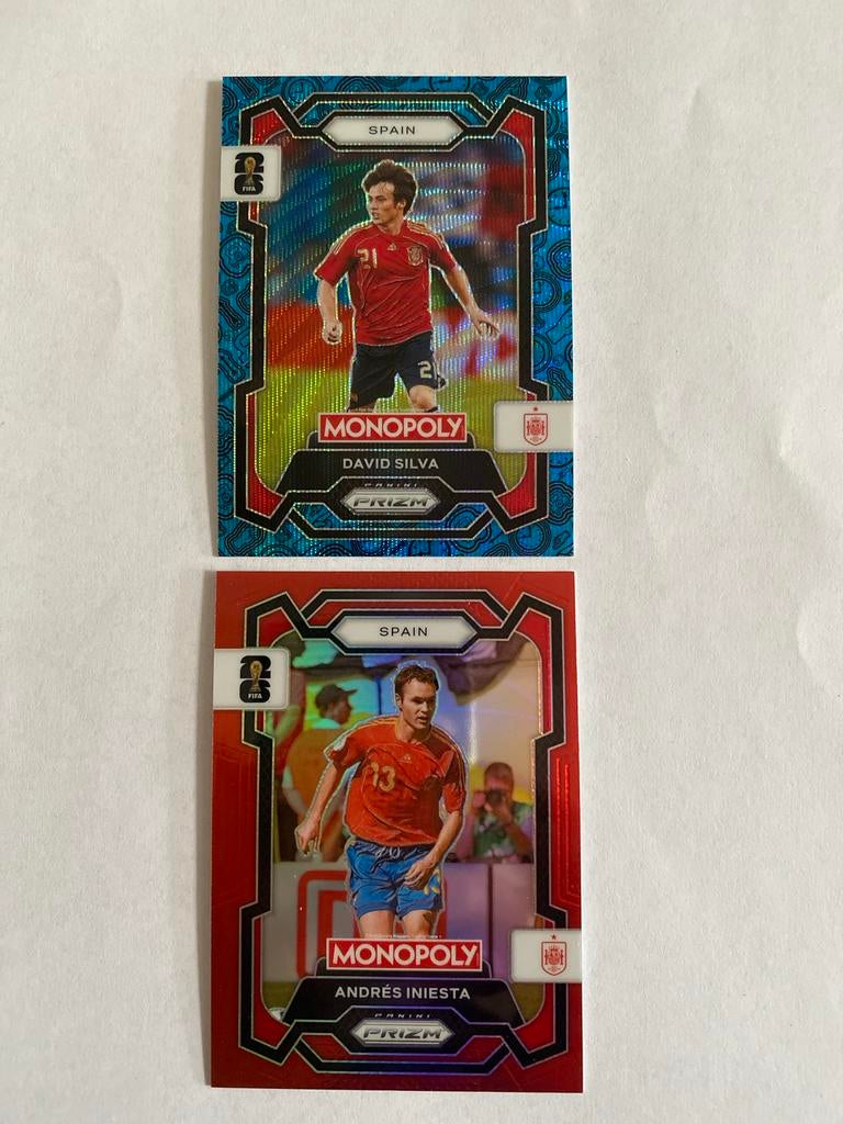 Panini Prizm Monopoly David Silva & Andrés Iniesta, Ophalen of Verzenden, Zo goed als nieuw, Buitenlandse clubs, Spelerskaart