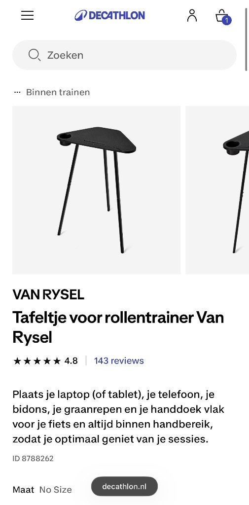 Van Rysel Tafel indoor trainer, Sport en Fitness, Fitnessmaterialen, Ophalen of Verzenden, Zo goed als nieuw, Overige typen