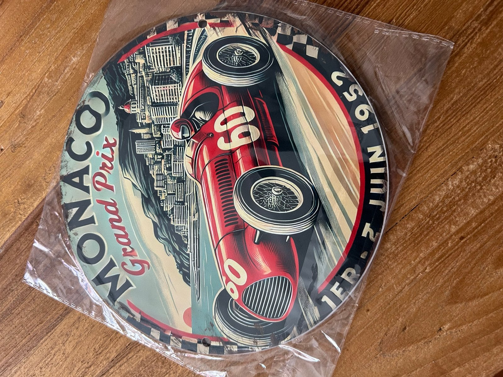 Rond houten bord Monaco Grand Prix 1952 - Man Cave/Garage, Ophalen of Verzenden, Nieuw