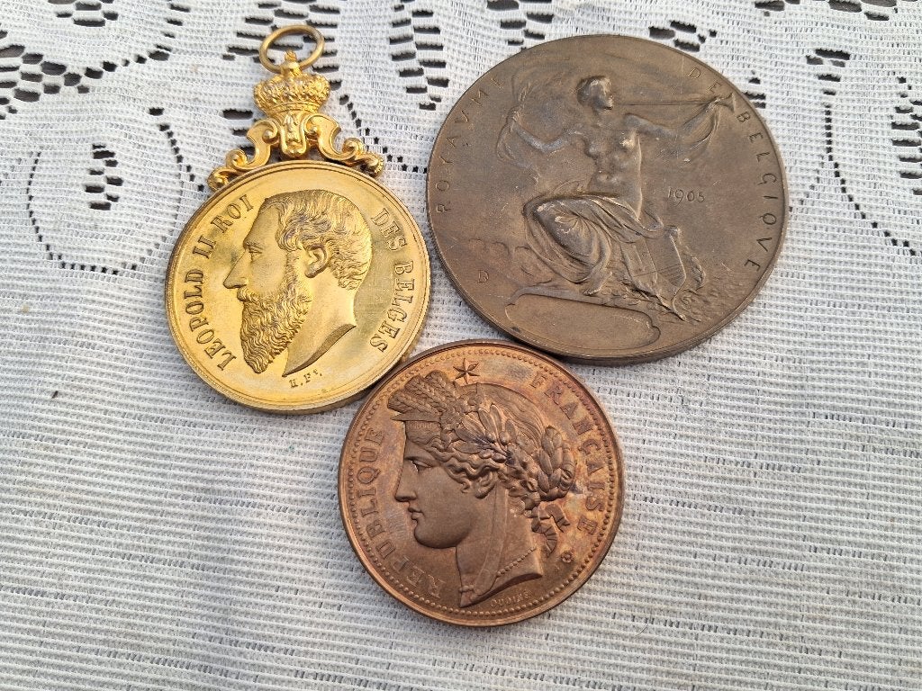 Lot oude herdenkmedailles 1878-1905, Verzenden, Brons