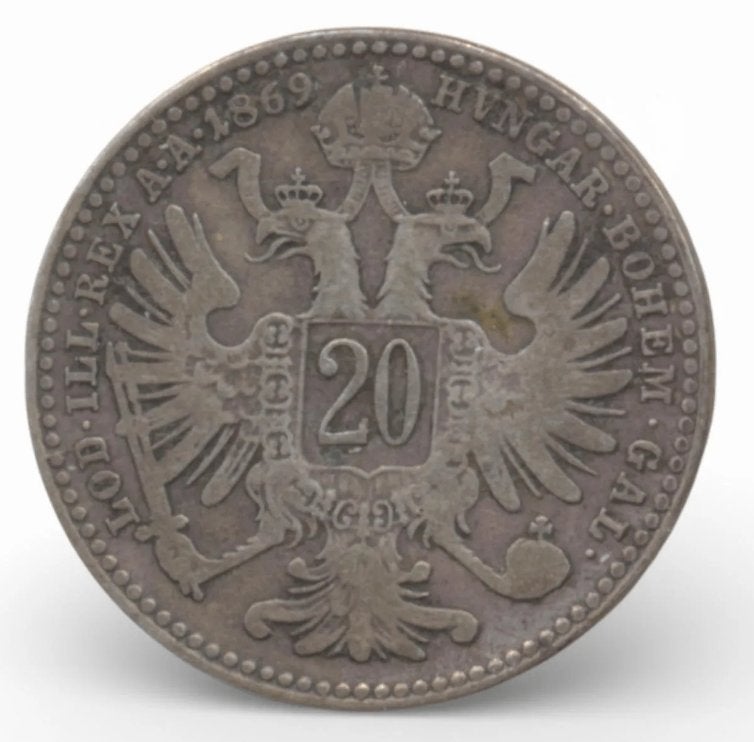 Oostenrijk-Hongarije (H) 20 Kreuzer 1869, Ophalen of Verzenden, Oostenrijk, Losse munt, Zilver
