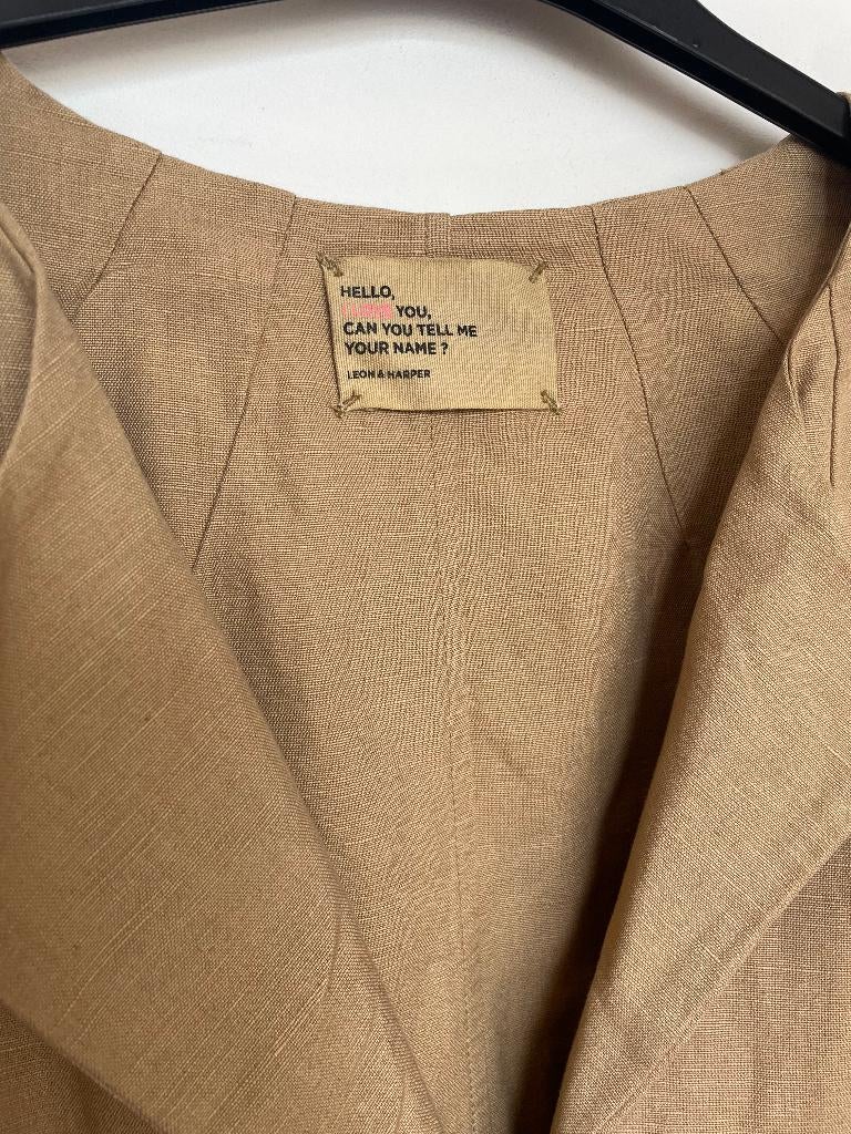 Leon & Harper blazer maat S linnen oversized lang bruin, Leon & Harper, Bruin, Leon & Harper, Valentin@leonandharper.com