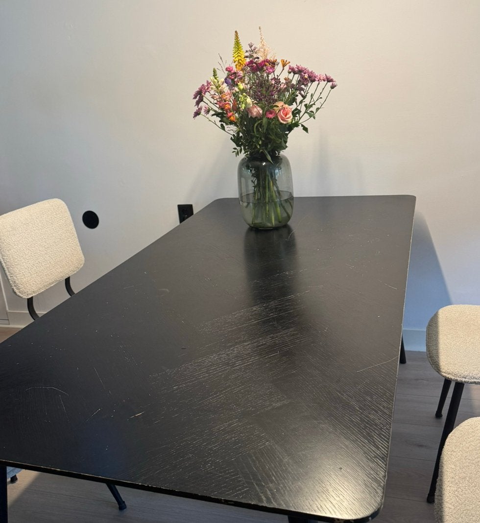 by fonQ Fabio eettafel visgraat – 160 x 80 cm – zwart, Ophalen, 50 tot 100 cm, Zo goed als nieuw, 150 tot 200 cm